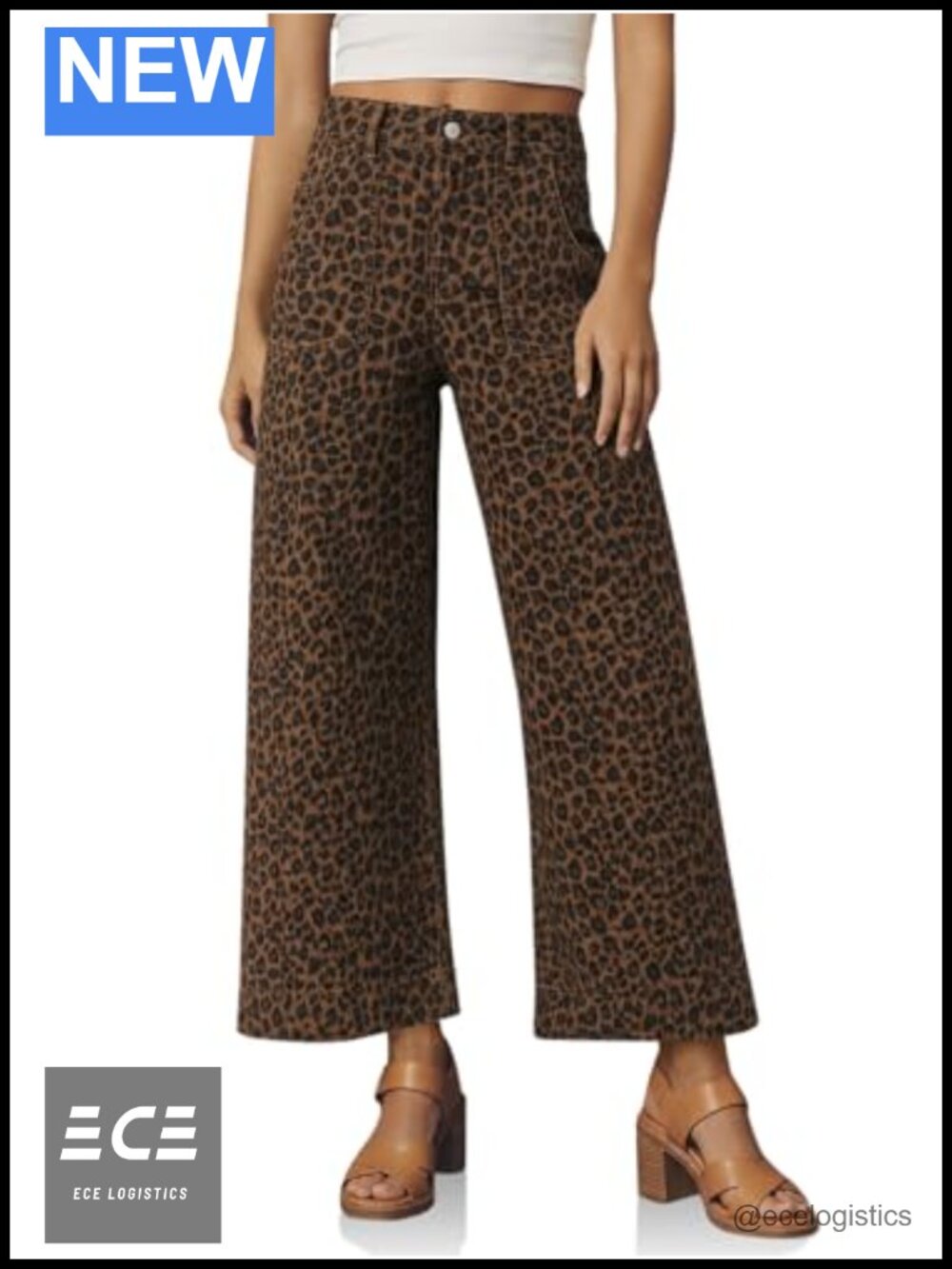 High Waisted Cropped Wide Leg Jeans Stretchy Denim Capri Pants